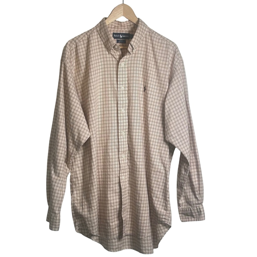 Ralph Lauren Blake‎ Button Down Shirt Men's Size Large Plaid Neutral Preppy